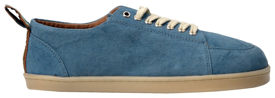 Real photo of the 4.bare cotton sneaker in denim blue, side view